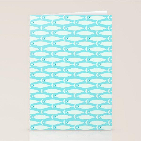 Coastal Fish Pattern in Light Aqua Stationery Card Gallery Image 1