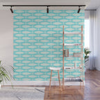 Coastal Fish Pattern in Light Aqua Wall Mural Gallery Image 1