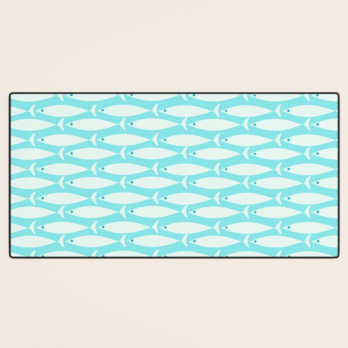 Coastal Fish Pattern in Light Aqua Desk Mat Gallery Image 3