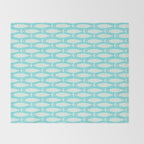 Coastal Fish Pattern in Light Aqua Throw Blanket Gallery Image 2