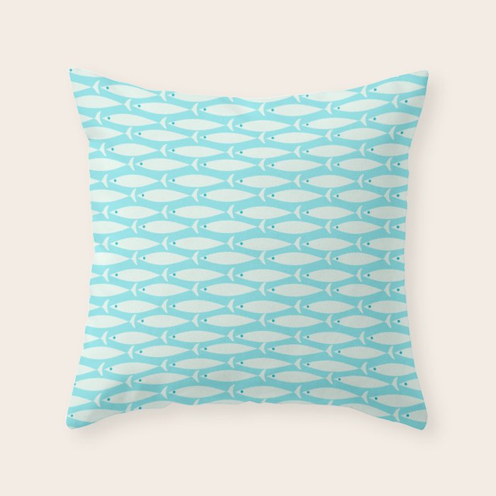 Coastal Fish Pattern in Light Aqua Throw Pillow Gallery Image 6