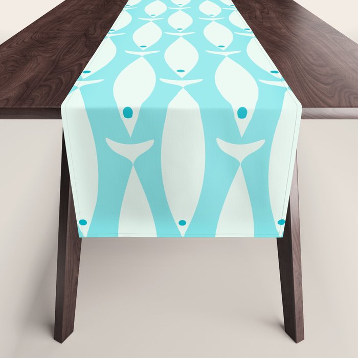 Coastal Fish Pattern in Light Aqua Table Runner Gallery Image 1