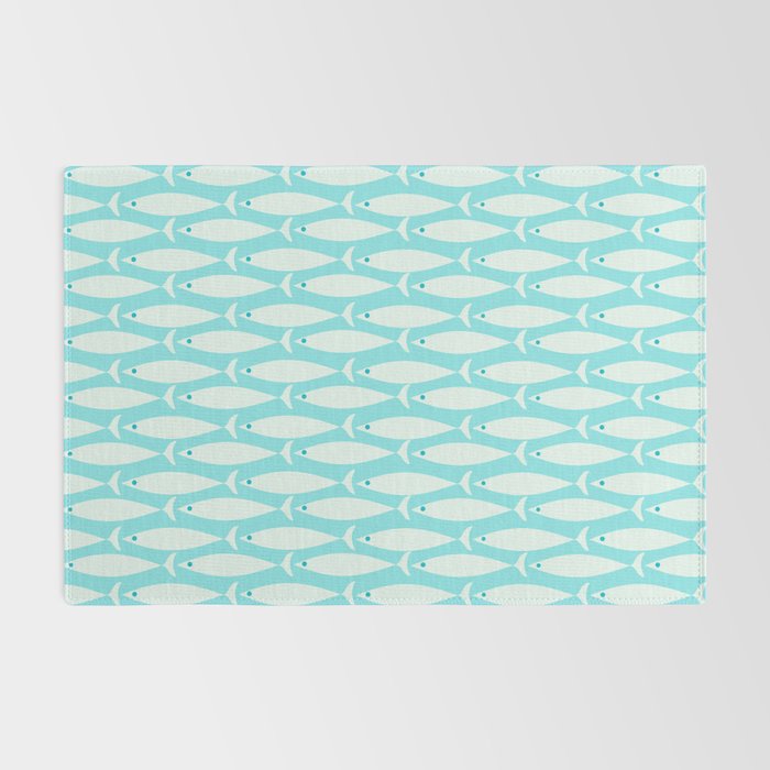 Coastal Fish Pattern in Light Aqua Rug Gallery Image 2