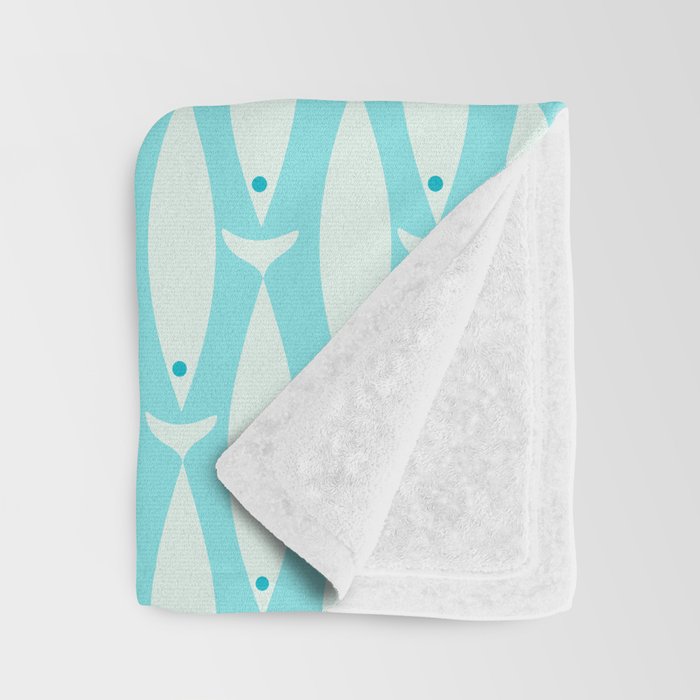 Coastal Fish Pattern in Light Aqua Throw Blanket Gallery Image 3