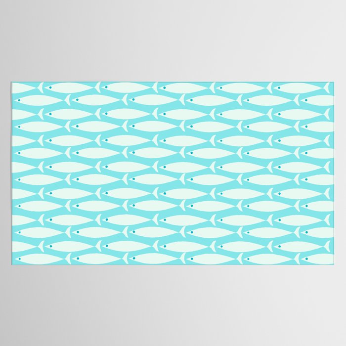 Coastal Fish Pattern in Light Aqua Tablecloth Gallery Image 2
