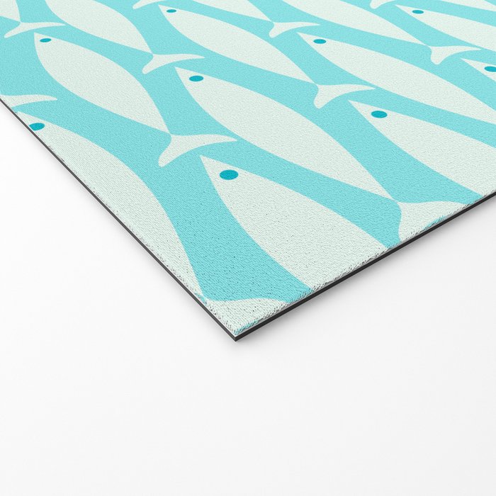 Coastal Fish Pattern in Light Aqua Welcome Mat Gallery Image 2