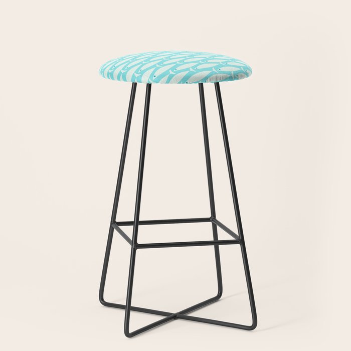 Coastal Fish Pattern in Light Aqua Stool Gallery Image 1