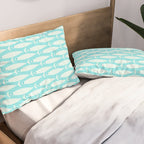 Coastal Fish Pattern in Light Aqua Pillow Sham Gallery Image 2
