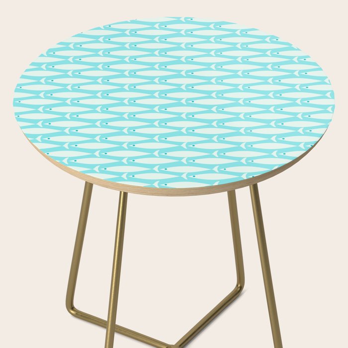 Coastal Fish Pattern in Light Aqua Side Table Gallery Image 2