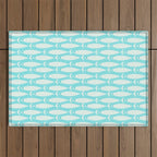 Coastal Fish Pattern in Light Aqua Outdoor Rug Gallery Image 1