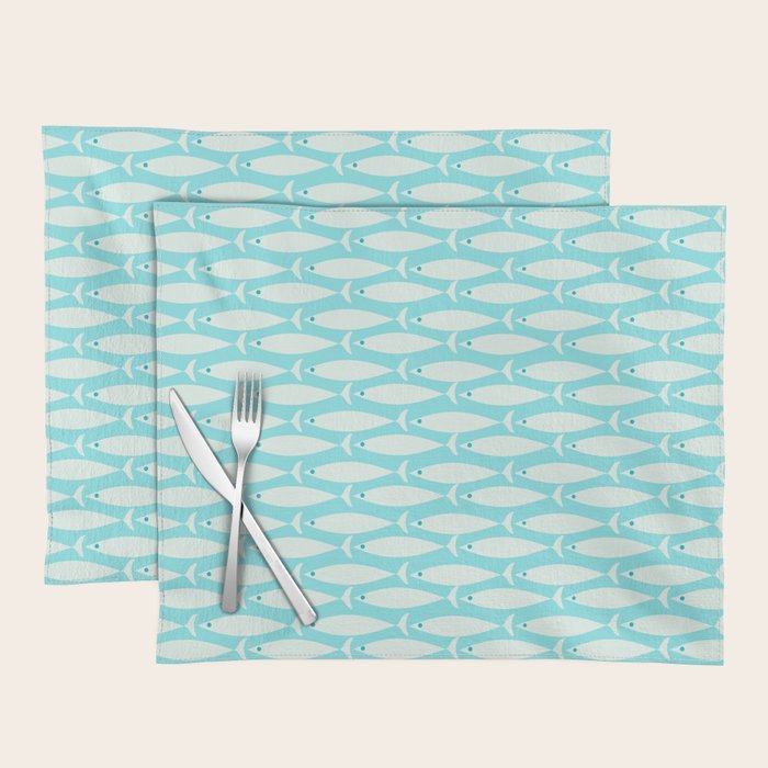 Coastal Fish Pattern in Light Aqua Placemat Gallery Image 1
