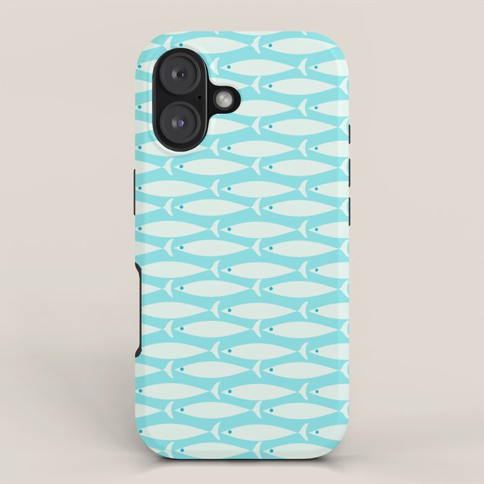 Coastal Fish Pattern in Light Aqua iPhone Case Gallery Image 1