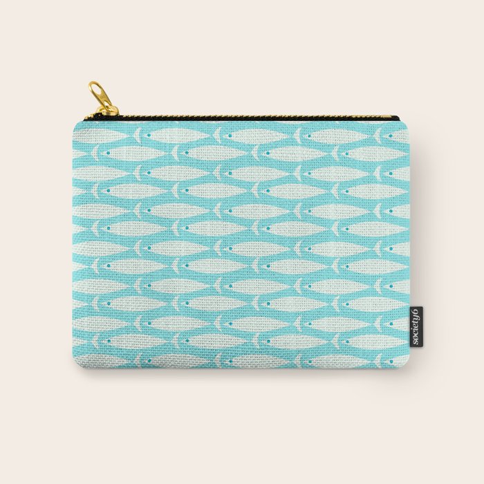 Coastal Fish Pattern in Light Aqua Carry All Pouch Gallery Image 1