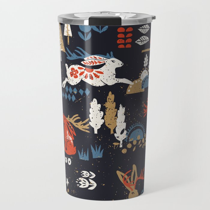 Happy nordic Wolpertinger dark Travel Mug Gallery Image 1