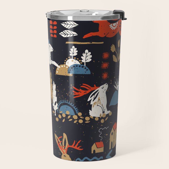 Happy nordic Wolpertinger dark Travel Mug Gallery Image 2