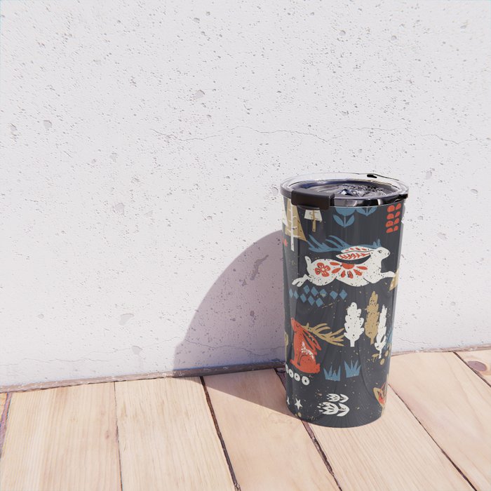 Happy nordic Wolpertinger dark Travel Mug Gallery Image 4