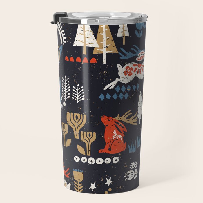 Happy nordic Wolpertinger dark Travel Mug Gallery Image 3
