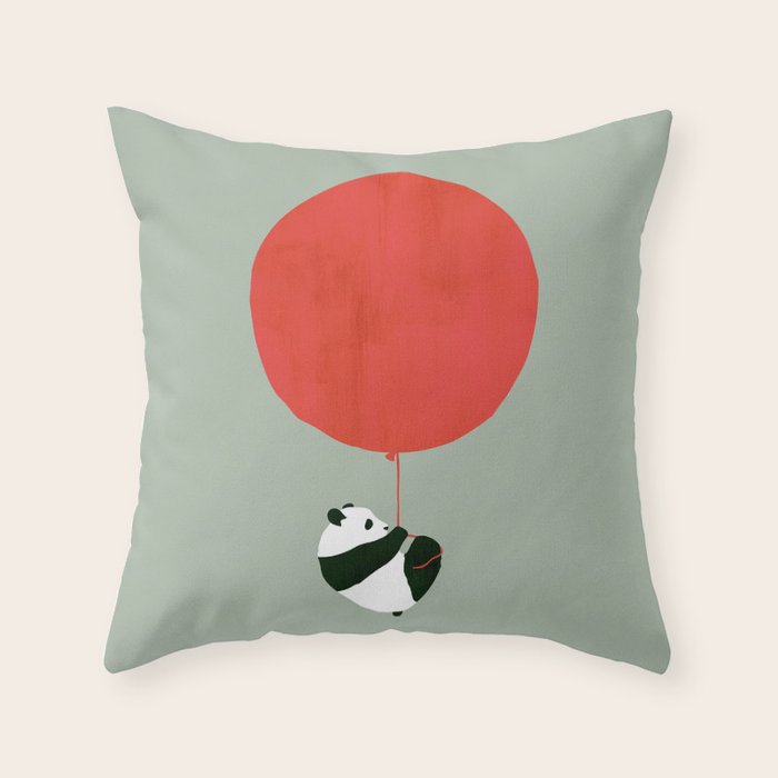 Traveling panda Throw Pillow Gallery Image 1