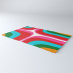 Retro Groove Vivid Mid Century Modern Abstract Pattern with Hot Pink Rug Gallery Image 3