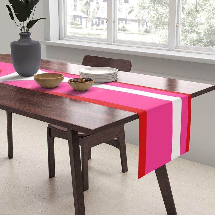Retro Groove Vivid Mid Century Modern Abstract Pattern with Hot Pink Table Runner Gallery Image 2