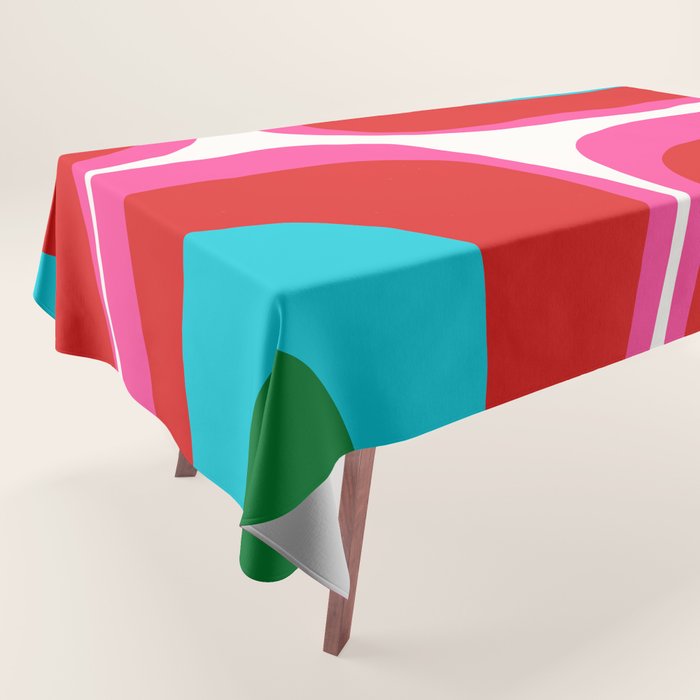 Retro Groove Vivid Mid Century Modern Abstract Pattern with Hot Pink Tablecloth Gallery Image 1