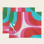 Retro Groove Vivid Mid Century Modern Abstract Pattern with Hot Pink Placemat Gallery Image 1