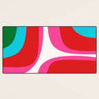 Retro Groove Vivid Mid Century Modern Abstract Pattern with Hot Pink Desk Mat Gallery Image 3