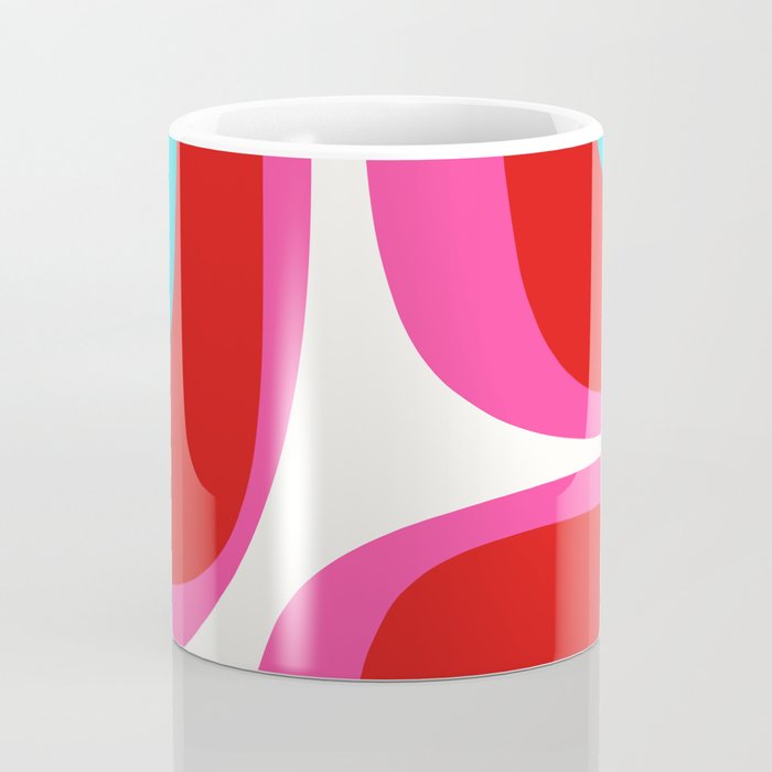 Retro Groove Vivid Mid Century Modern Abstract Pattern with Hot Pink Coffee Mug Gallery Image 4
