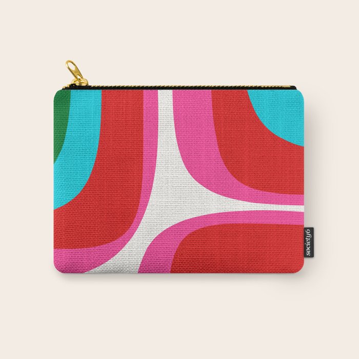 Retro Groove Vivid Mid Century Modern Abstract Pattern with Hot Pink Carry All Pouch Gallery Image 1
