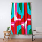 Retro Groove Vivid Mid Century Modern Abstract Pattern with Hot Pink Window Curtain Gallery Image 5