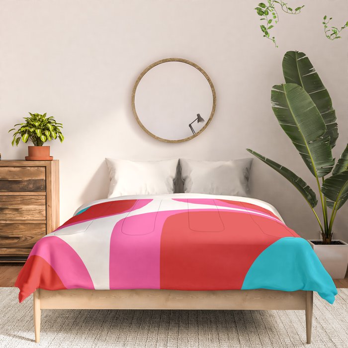 Retro Groove Vivid Mid Century Modern Abstract Pattern with Hot Pink Comforter Gallery Image 3