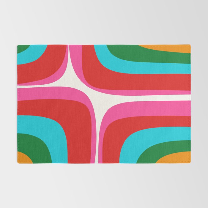 Retro Groove Vivid Mid Century Modern Abstract Pattern with Hot Pink Rug Gallery Image 2