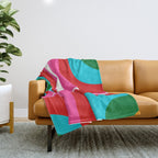 Retro Groove Vivid Mid Century Modern Abstract Pattern with Hot Pink Throw Blanket Gallery Image 1