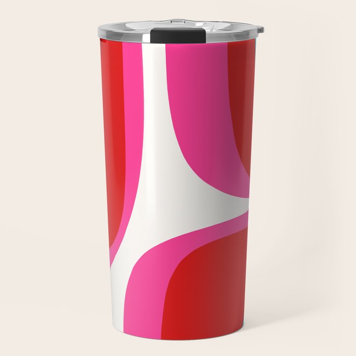 Retro Groove Vivid Mid Century Modern Abstract Pattern with Hot Pink Travel Mug Gallery Image 1