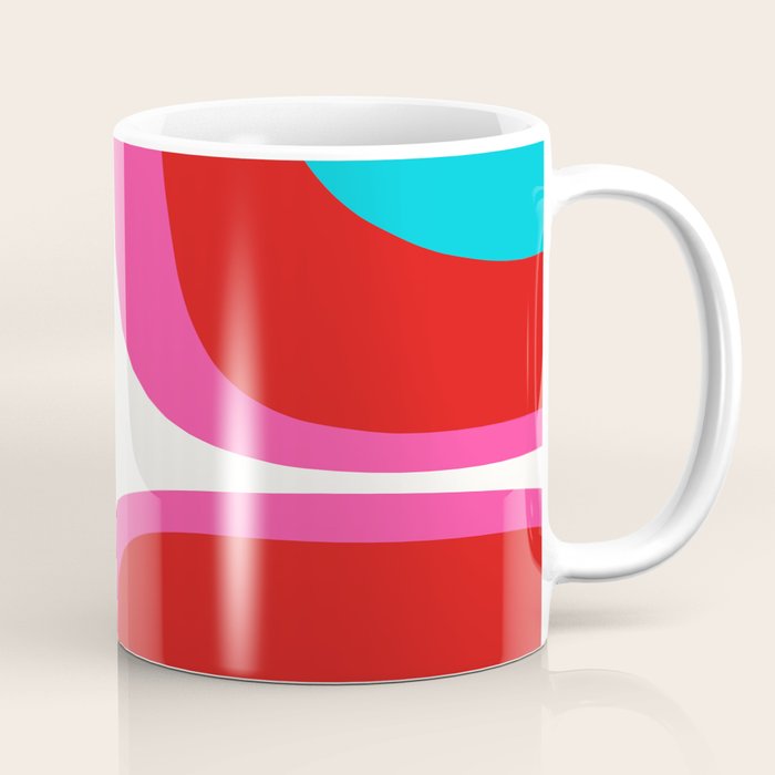 Retro Groove Vivid Mid Century Modern Abstract Pattern with Hot Pink Coffee Mug Gallery Image 1
