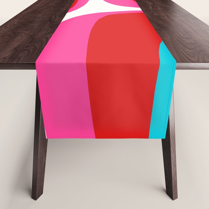 Retro Groove Vivid Mid Century Modern Abstract Pattern with Hot Pink Table Runner Gallery Image 1