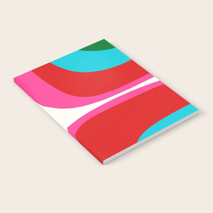 Retro Groove Vivid Mid Century Modern Abstract Pattern with Hot Pink Notebook Gallery Image 2