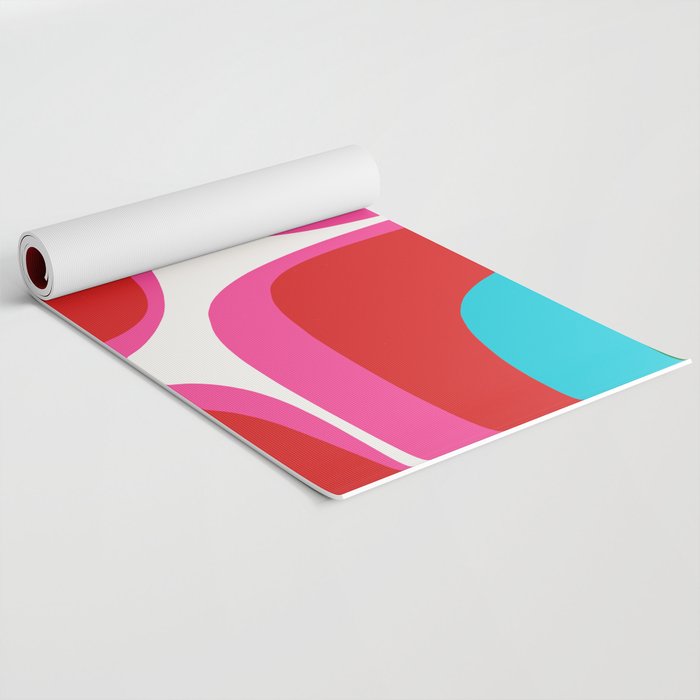 Retro Groove Vivid Mid Century Modern Abstract Pattern with Hot Pink Yoga Mat Gallery Image 2