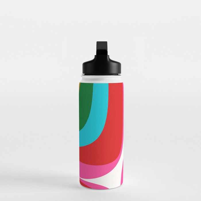 Retro Groove Vivid Mid Century Modern Abstract Pattern with Hot Pink Water Bottle Gallery Image 3