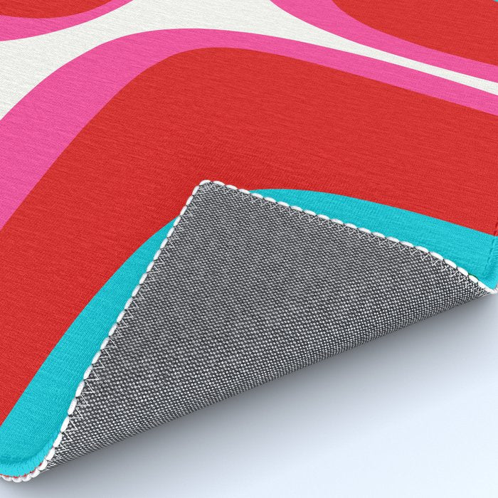 Retro Groove Vivid Mid Century Modern Abstract Pattern with Hot Pink Rug Gallery Image 4