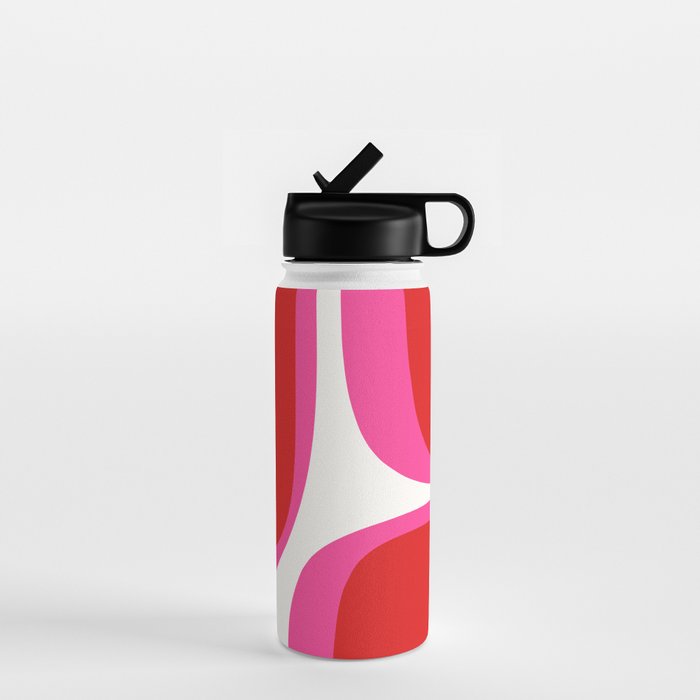 Retro Groove Vivid Mid Century Modern Abstract Pattern with Hot Pink Water Bottle Gallery Image 1