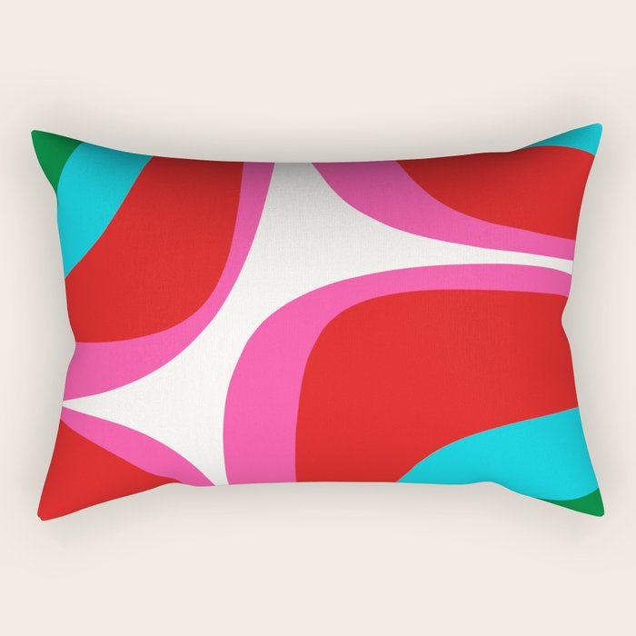 Retro Groove Vivid Mid Century Modern Abstract Pattern with Hot Pink Rectangular Pillow Gallery Image 1