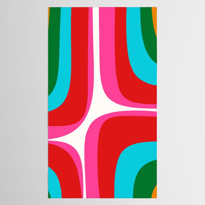 Retro Groove Vivid Mid Century Modern Abstract Pattern with Hot Pink Tablecloth Gallery Image 2