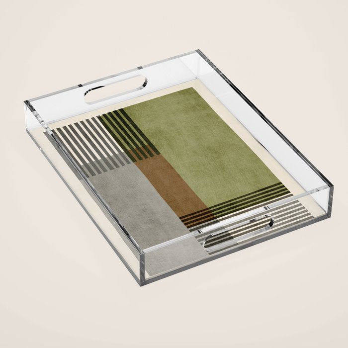 Black Green Brown Gray Bold Modern Artwork Acrylic Tray Gallery Image 1