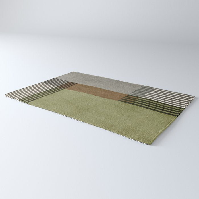 Black Green Brown Gray Bold Modern Artwork Rug Gallery Image 3