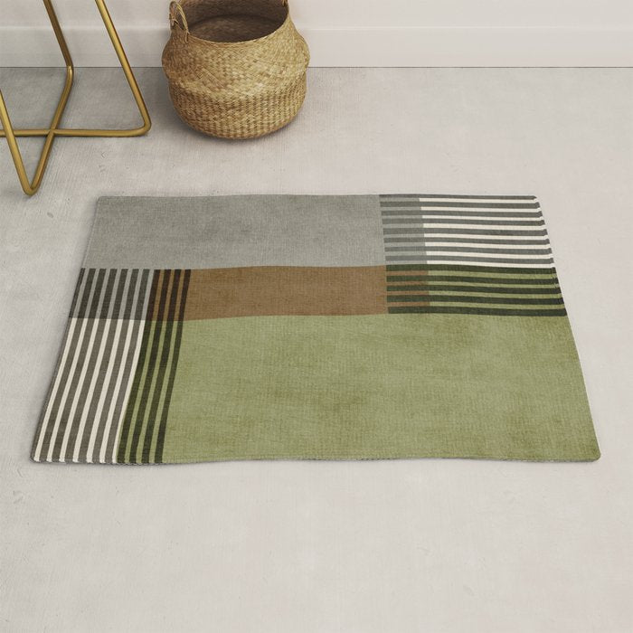 Black Green Brown Gray Bold Modern Artwork Rug Gallery Image 1