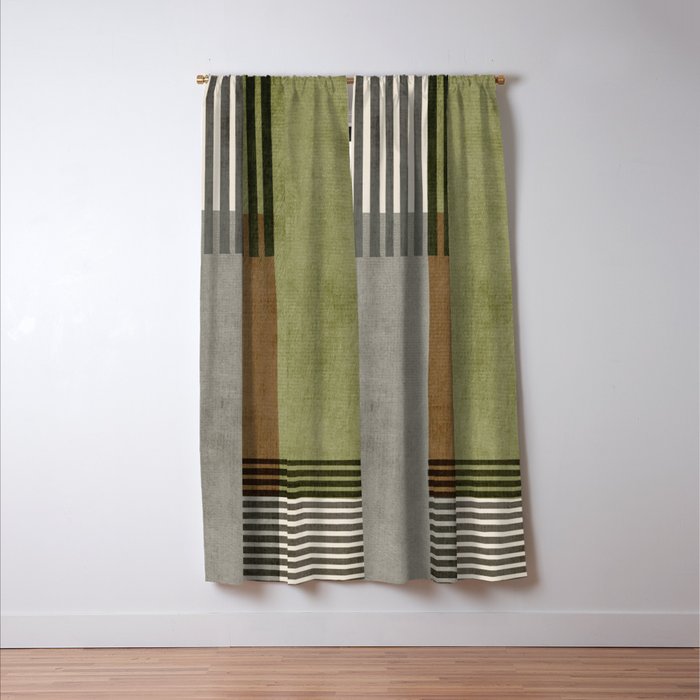 Black Green Brown Gray Bold Modern Artwork Window Curtain Gallery Image 3