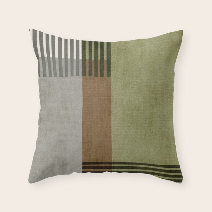 Black Green Brown Gray Bold Modern Artwork Throw Pillow Gallery Image 6