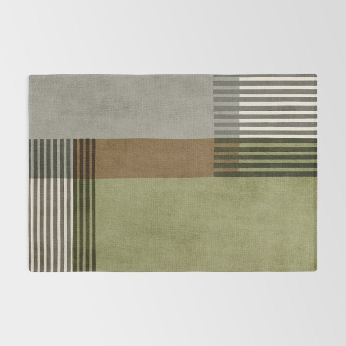 Black Green Brown Gray Bold Modern Artwork Rug Gallery Image 2