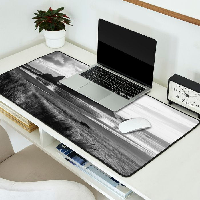 Cannon Beach Sunset - Black and White Nature Photography Desk Mat Gallery Image 2